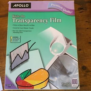 Apollo NWT 100 Sheet Transparentcy Film Art Projection